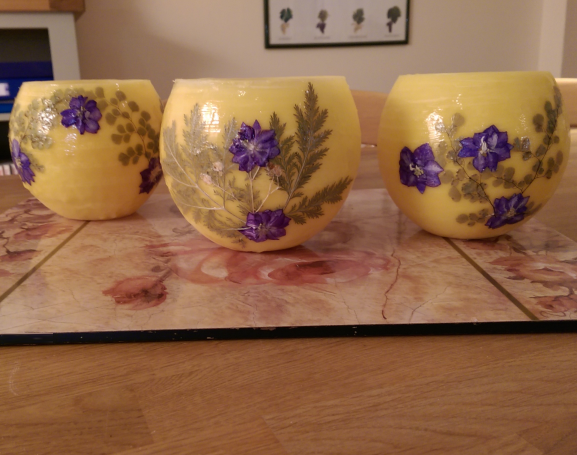 Wax Lanterns with dried flowers
